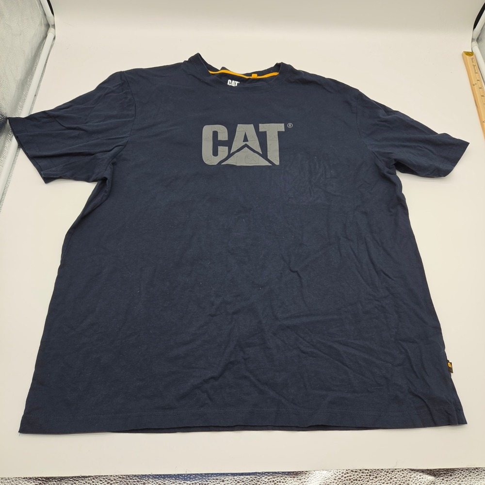 Caterpillar Mens XXL Navy Blue Graphic Logo Short Sleeve Cotton T-Shirt 1569339